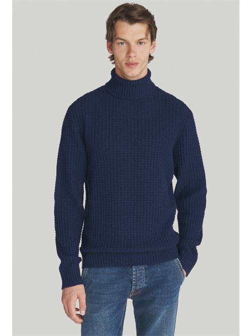 merino wool ROY ROGER'S | TURTLE WAFFLEC0048 BLUE NAVY